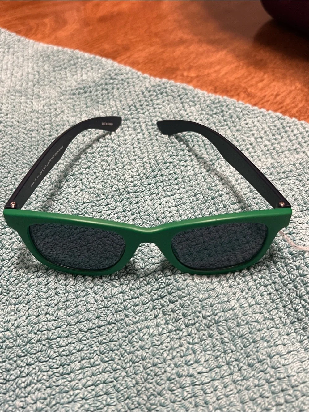 Janie and Jack Kids Rectangular Sunglasses Green Plastic Frame Black Lenses